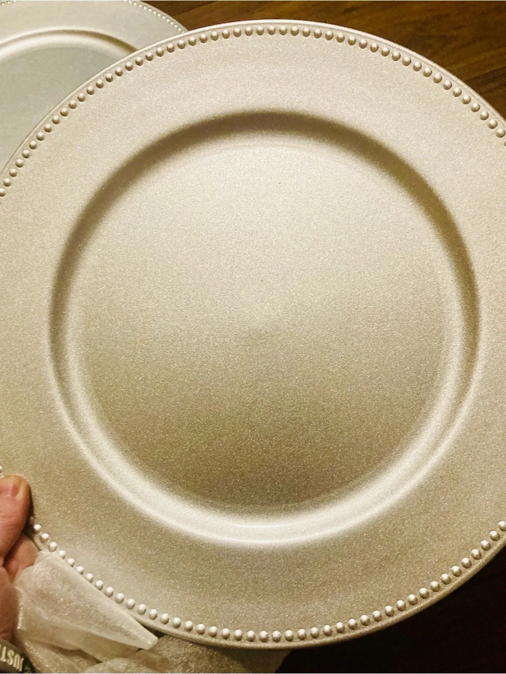 4 Piece Silver Beaded Charger Plates 13” - Set of 4 NEW